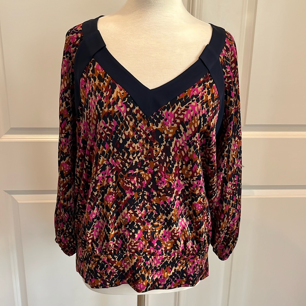 Diane von Furstenberg Printed V-Neck Silk Blend Dacy Blouse